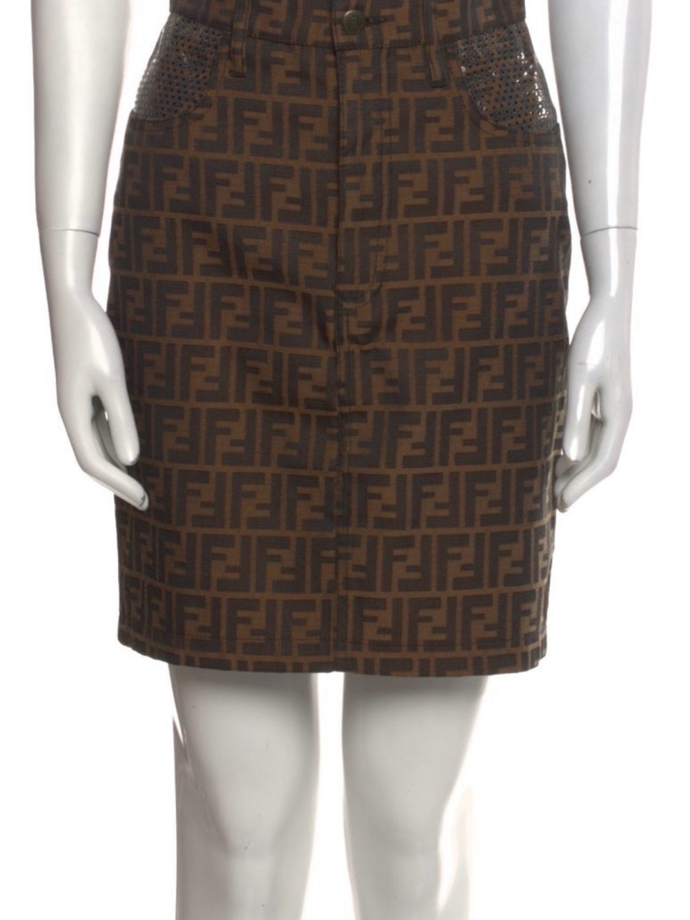 Fendi Brown Monogram Pencil Skirt